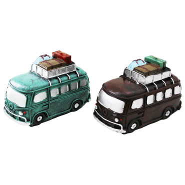 Nostaljik Otobüs Tasarımlı Biblo Kumbara - Dekoratif Model - Reçine 