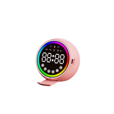 Dijital Çalar Saat - Bluetooth Özellikli Mini Hoparlör - USB Şarjlı - Işıklı 