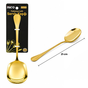 Metal Servis Kaşığı - 21 cm - Gold Renk 
