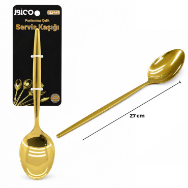 Metal Servis Kaşığı - Gold Renk - 27 cm 