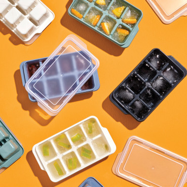 3'lü Mini Buz Kalıbı - Küp Şekilli - Kapaklı - Plastik 
