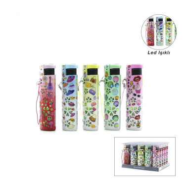 LED Işıklı Rüzgar Çakmağı - Karışık Desenli - İpli