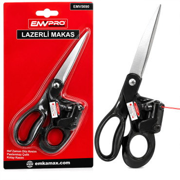 Lazerli Makas - Terzi Makası - Pilli - Kırmızı Lazer 