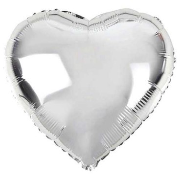 Kalp Şeklinde Folyo Balon 10 Adet 45 cm Gümüş Renk