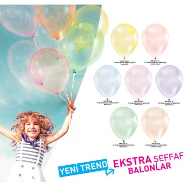 Mavi Renk Ekstra Şeffaf Lateks Balon 100 Adet
