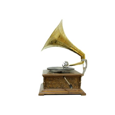 Ahşap Oymalı Gramofon 
