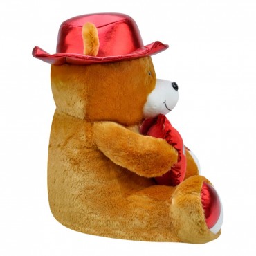 Şapkalı Peluş Oyuncak Ayı 45 cm Kahverengi