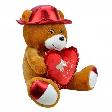Şapkalı Peluş Oyuncak Ayı 45 cm Kahverengi