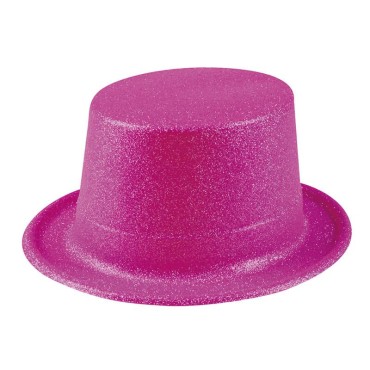 Pembe Simli Plastik Parti Şapkası