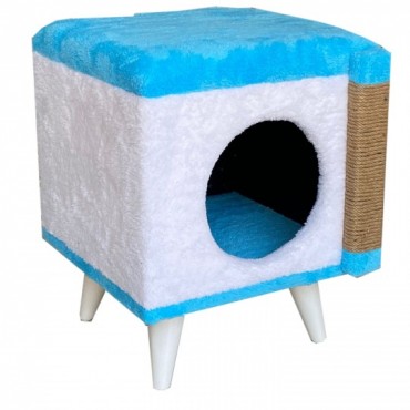 Kedi Evi ve Tırmalamalı Puf Mavi