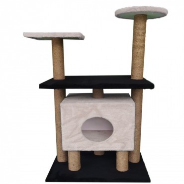 Tırmalama Sütunlu Kedi Evi Açık Kahverengi