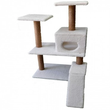 Tırmalama Alanlı Kedi Evi Beyaz