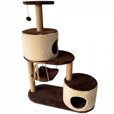 Katlı Salıncaklı Kedi Evi Kahverengi