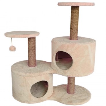 Tırmalama Alanlı Kedi Evi Açık Kahverengi