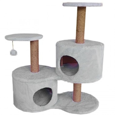Tırmalama Alanlı Kedi Evi Gri