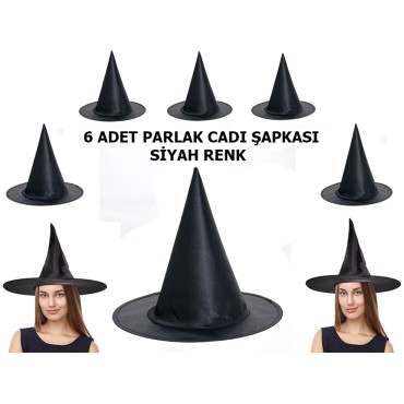 Halloween Cadı Şapkası Yetişkin ve Çocuk Uyumlu 6 Adet
