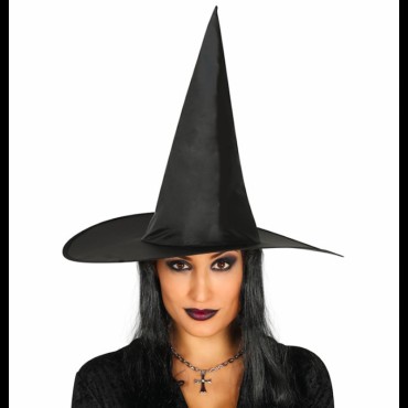 Yetişkin Boy Siyah Cadı Şapkası ve Uzun Siyah Cadı Peruğu