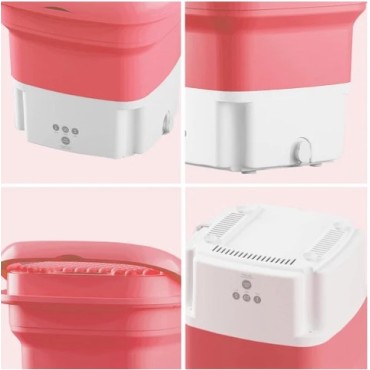 Pembe Katlanabilir Mini Çamaşır Makinesi