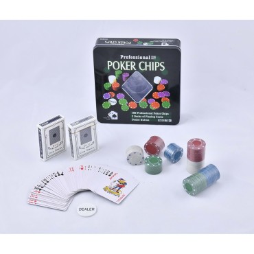 Poker Oyunu 100 Chip Ve 2 Adet İskambil Kağıt Setine Sahip Poker Oyunu No 1 