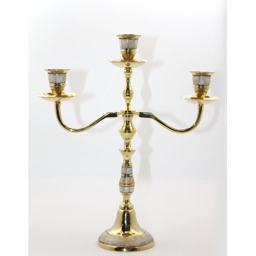 Pirinç Sedefli 3'lü Şamdan Model 2 