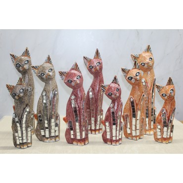 Ahşap 3'lü Kedi Seti 30 Cm Model 2