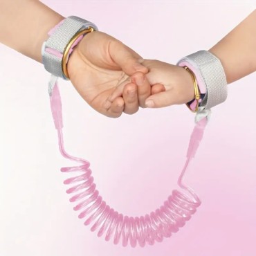Çocuk Kilitli Anne Cırtlı Güvenlik Bilekliği Pembe Renk 