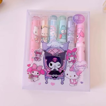6'lı Fosforlu Kalem Seti - Hello Kitty Kuromi ve Arkadaşları