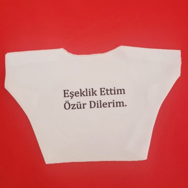 Eşeklik Ettim Yazılı Peluş Oyuncak Tişörtü