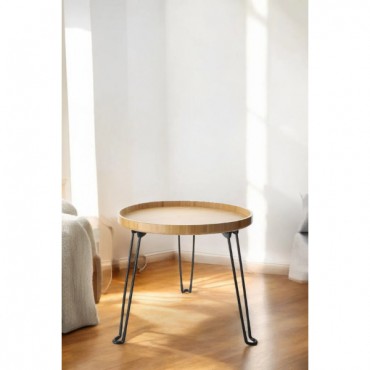 Bambu Metal Ayaklı Katlanabilir Yuvarlak Masa - 44.5 x 48 x 3 cm 