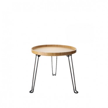 Bambu Metal Ayaklı Katlanabilir Yuvarlak Masa - 42 x 41.5 x 2.5 Cm
