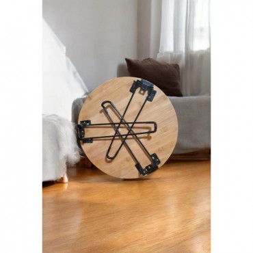 Bambu Metal Ayaklı Katlanabilir Yuvarlak Masa - 44.5 x 46 x 1.5 Cm
