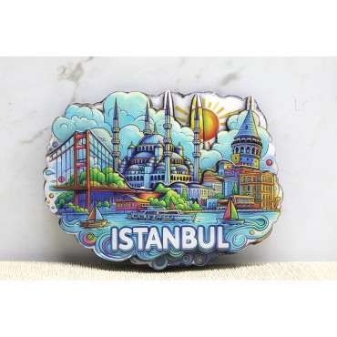 Ahşap İstanbul Temalı Magnet - Model 11