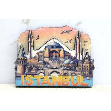 Ahşap İstanbul Temalı Magnet - Model 6