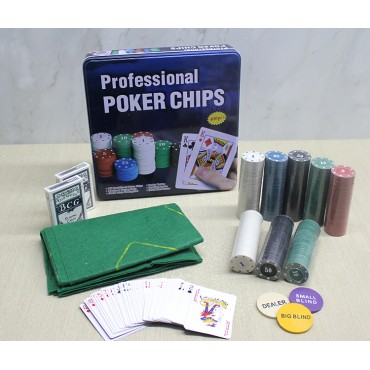 Metal Kutulu 400 Chip Ve 2 Adet İskambil  Kağit Setine Sahip Poker Oyunu Alk3538