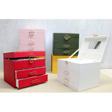 17x20 cm Deri Kaplamalı Makyaj Ve Takı Kutusu 