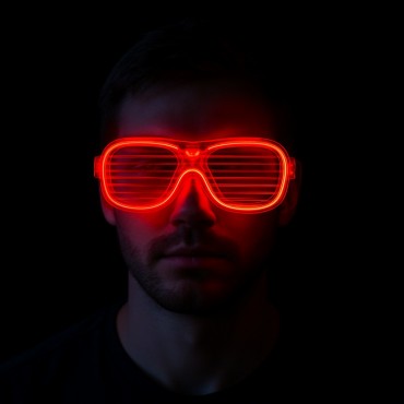 Kırmızı Led Işıklı Parti Gözlüğü - Neon 3 Modlu