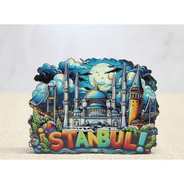 Ahşap İstanbul Temalı Magnet - Model 2