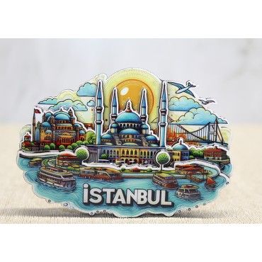 Ahşap İstanbul Temalı Magnet - Model 3