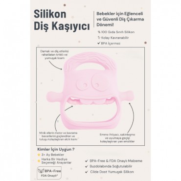 Pembe Bebek Silikon Diş Kaşıyıcı  