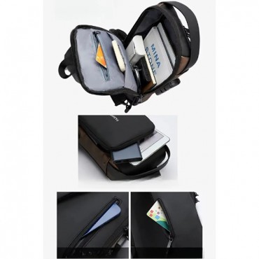 Powerbank Destekli Erkek Ön Göğüs Çantası  Powerbank Destekli Erkek Ön Göğüs Çantası