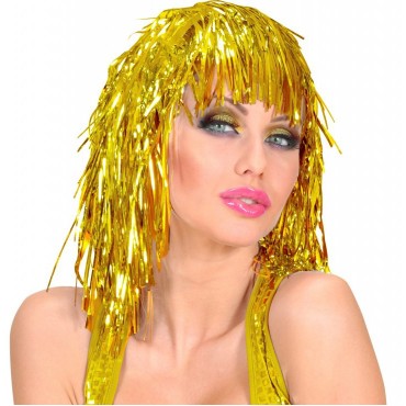 Altın Sarısı Işıltılı Metalize Parti Peruğu