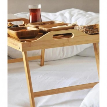 Bambu Kulplu Ayaklı Keyif Tepsisi 