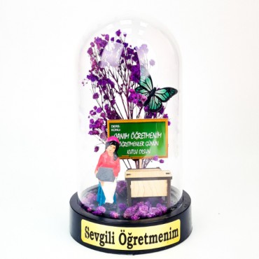 Sıralı Biblolu Ters Fanus - Öğretmenler Günü Hediyesi