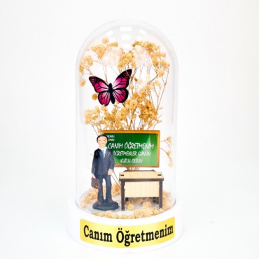 Sıralı Biblolu Ters Fanus - Öğretmenler Günü Hediyesi