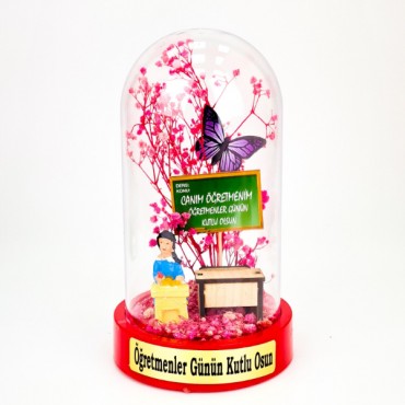 Sıralı Biblolu Ters Fanus - Öğretmenler Günü Hediyesi