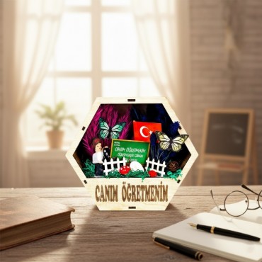 Altıgen Saksı Teraryum - Öğretmenler Günü Hediyesi 