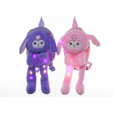 Peluş Işıklı Oynar Kulaklı Kuromi Sırt Çantası 