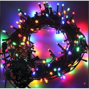 10m 100 Led Boncuk Lamba RGB Işık Siyah Kablo 