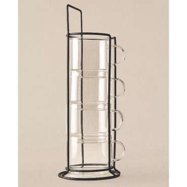 Standlı Borosilikat 4'lü Fincan Seti 