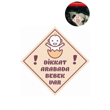 "Dikkat Arabada Bebek Var" Sticker – 10x10 Cm Folyo Baskılı Uyarı Etiketi